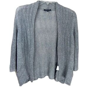Eileen Fisher Sheer Gray Open Front Cardigan